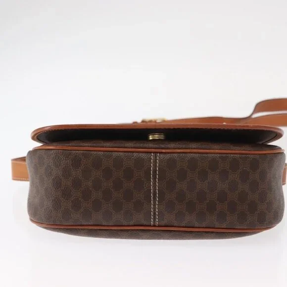 Authentic CELINE Macadam Canvas Shoulder Bag PVC Leather Brown Gold - Picture 12 of 16